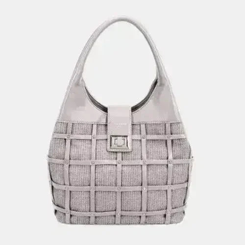 David Jones Rivet Handbag – Edgy PU Leather Medium Tote - Femstylo