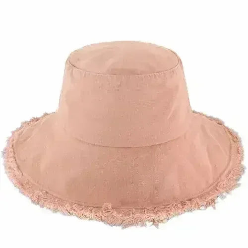 Wide Brim Frayed Bucket Hat - Femstylo