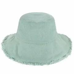Wide Brim Frayed Bucket Hat - Femstylo