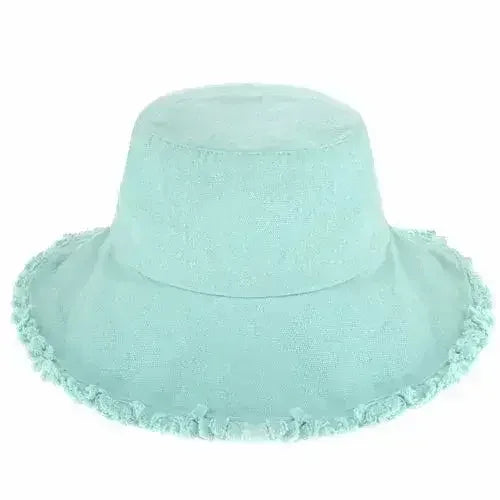 Wide Brim Frayed Bucket Hat - Femstylo