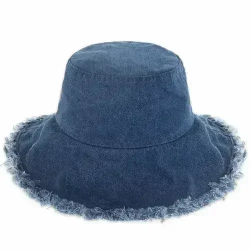 Wide Brim Frayed Bucket Hat - Femstylo
