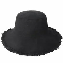 Wide Brim Frayed Bucket Hat - Femstylo