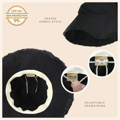 Wide Brim Frayed Bucket Hat - Femstylo