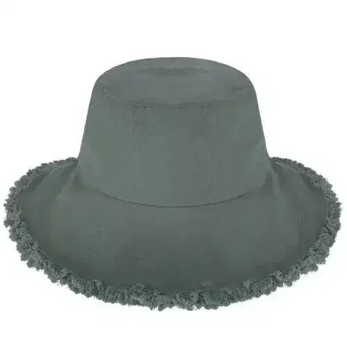 Wide Brim Frayed Bucket Hat - Femstylo