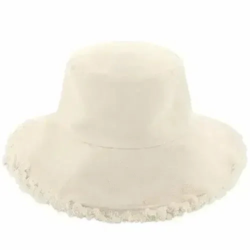 Wide Brim Frayed Bucket Hat - Femstylo