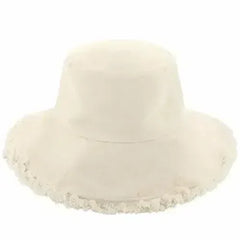 Wide Brim Frayed Bucket Hat - Femstylo