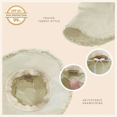 Wide Brim Frayed Bucket Hat - Femstylo