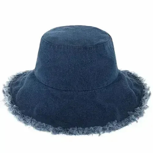 Wide Brim Frayed Bucket Hat - Femstylo
