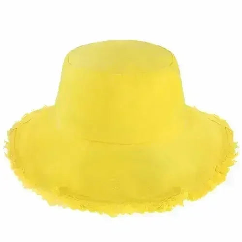 Wide Brim Frayed Bucket Hat - Femstylo