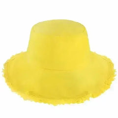 Wide Brim Frayed Bucket Hat - Femstylo