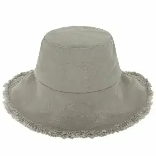 Wide Brim Frayed Bucket Hat - Femstylo