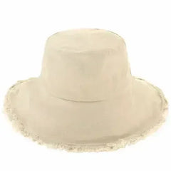 Wide Brim Frayed Bucket Hat - Femstylo