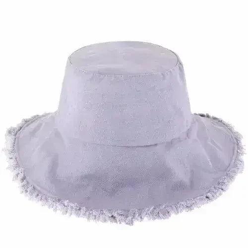 Wide Brim Frayed Bucket Hat - Femstylo
