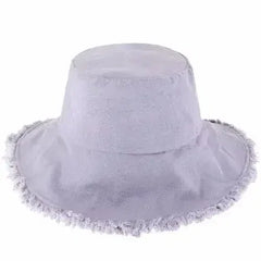 Wide Brim Frayed Bucket Hat - Femstylo