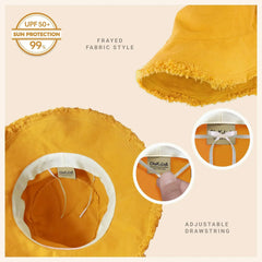 Wide Brim Frayed Bucket Hat - Femstylo
