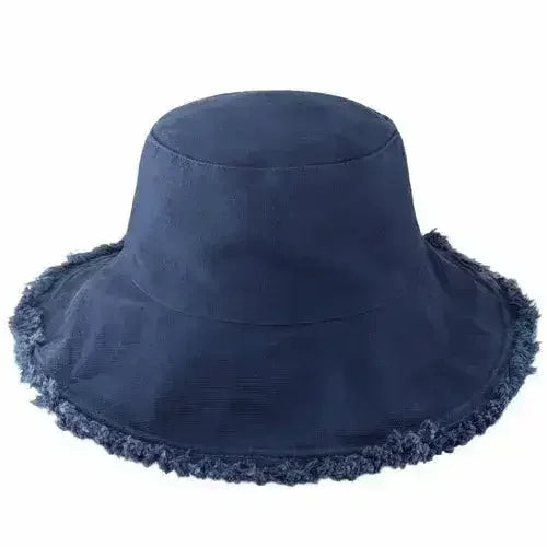 Wide Brim Frayed Bucket Hat - Femstylo