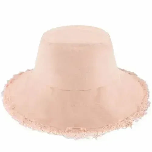 Wide Brim Frayed Bucket Hat - Femstylo