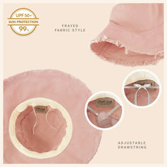 Wide Brim Frayed Bucket Hat - Femstylo