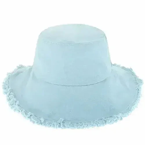 Wide Brim Frayed Bucket Hat - Femstylo