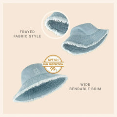 Wide Brim Frayed Bucket Hat - Femstylo