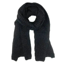 Chunky Black Knit Alpaca Scarf - Femstylo
