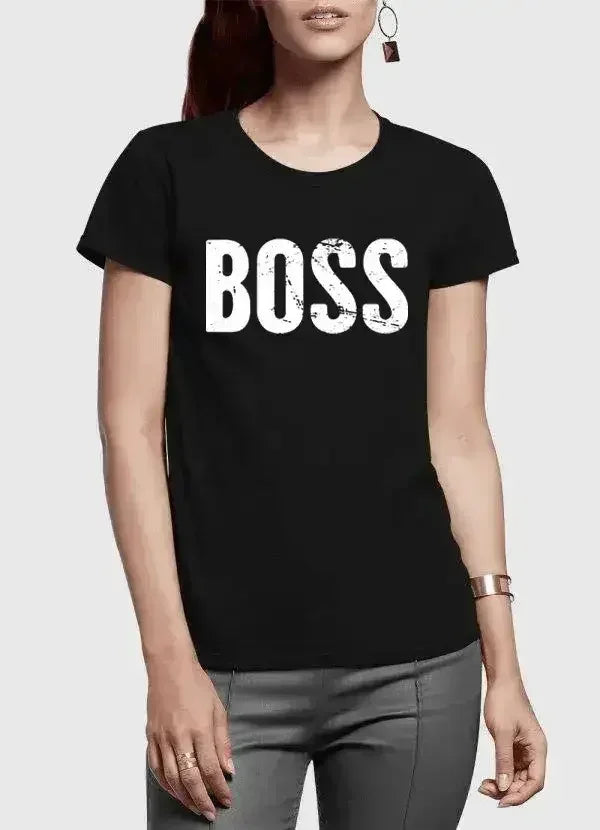 Boss Half Sleeves Women's T-shirt | Super Soft 100% Cotton - Femstylo