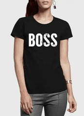 Boss Half Sleeves Women's T-shirt | Super Soft 100% Cotton - Femstylo