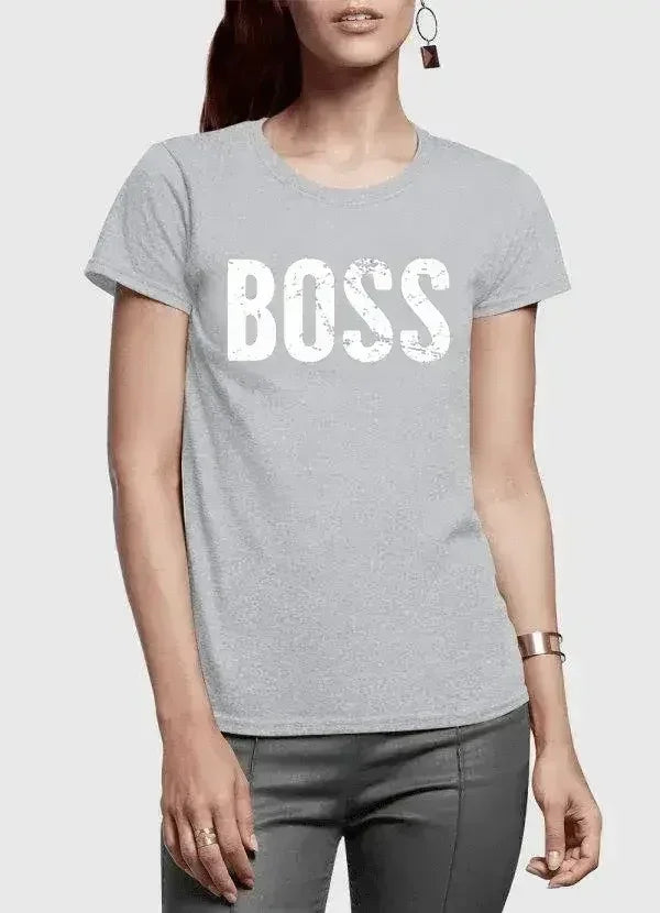 Boss Half Sleeves Women's T-shirt | Super Soft 100% Cotton - Femstylo