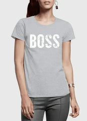 Boss Half Sleeves Women's T-shirt | Super Soft 100% Cotton - Femstylo