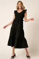 Mittoshop Smocked Ruffled Tiered Midi Dress - Femstylo