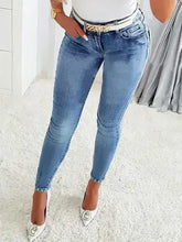 Rhinestone Skinny Jeans with Pockets - Femstylo