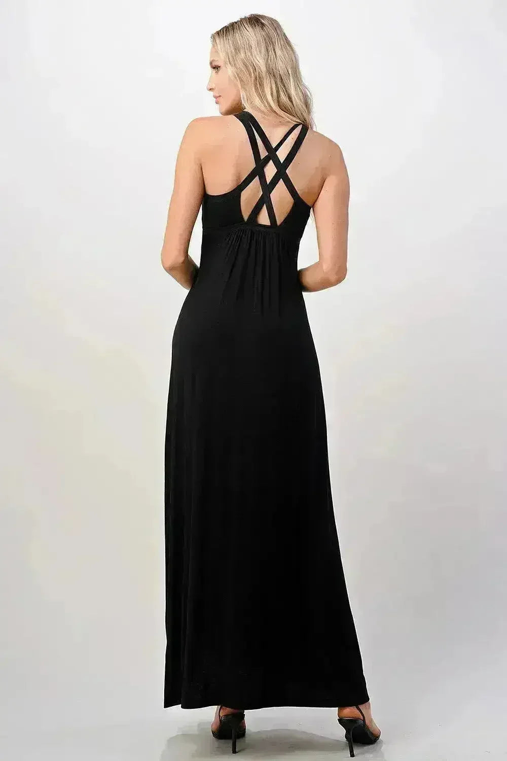Strappy V-Neck Maxi Dress with Flowy Silhouette - Femstylo