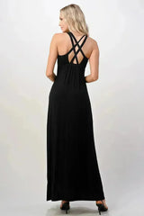 Strappy V-Neck Maxi Dress with Flowy Silhouette - Femstylo