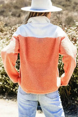 Contrast Half Zip Long Sleeve Sweatshirt - Femstylo