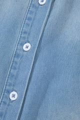 Beau Blue Washed Raw Hem Denim Shirt Dress