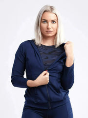 Athletic Fitted Zip-Up Hoodie Jacket with Pockets - Femstylo