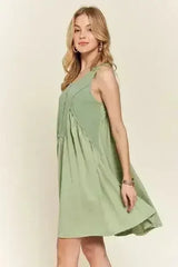 ADORA Decorative Button Sleeveless Babydoll Dress - Femstylo