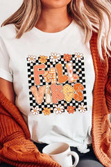 White FALL VIBES Cute Graphic Fashion Tee