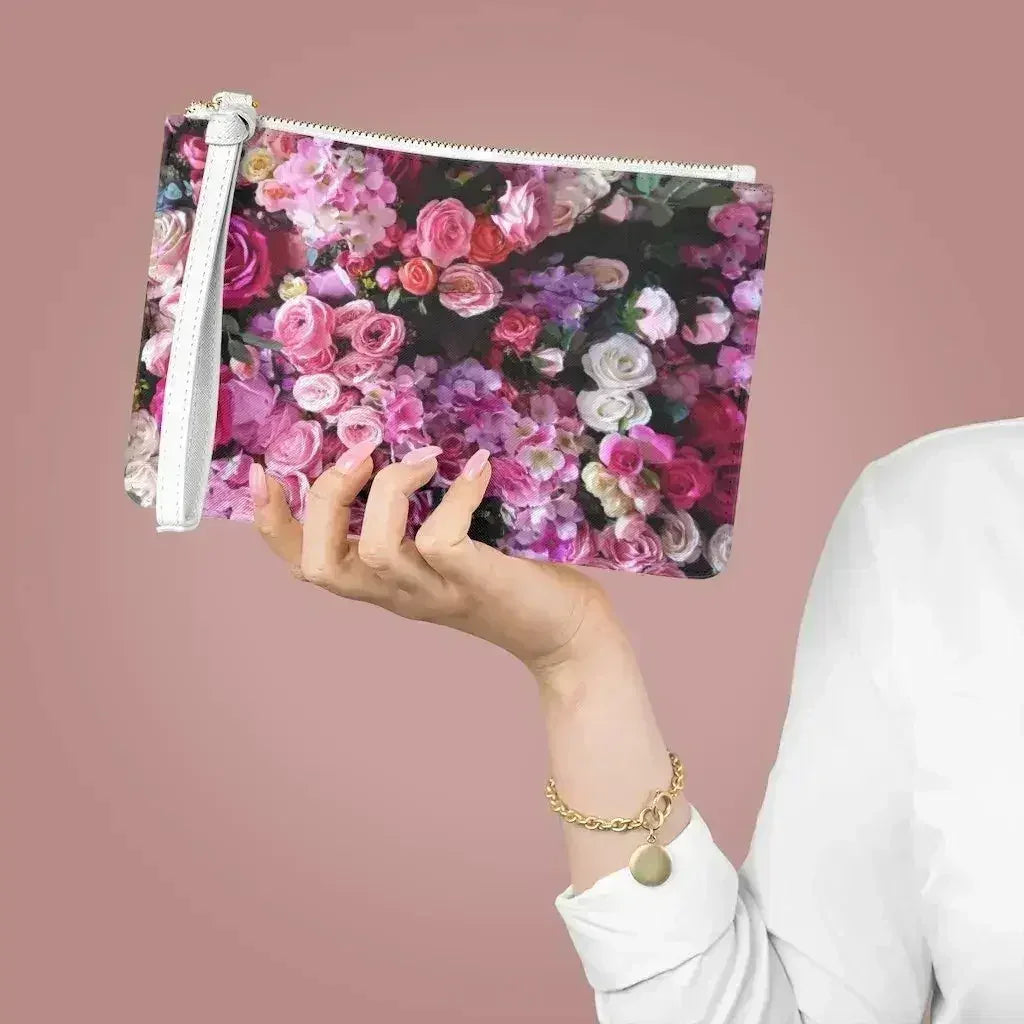 Floral Bouquet Designed Zipped Clutch Bag - Femstylo