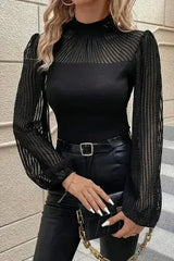 Mock Neck Long Sleeve Blouse - Stylish & Trendy Blouse - Femstylo