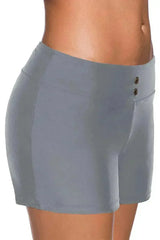 Women Gray Eyelets Waistband Swim Boyshorts - Femstylo