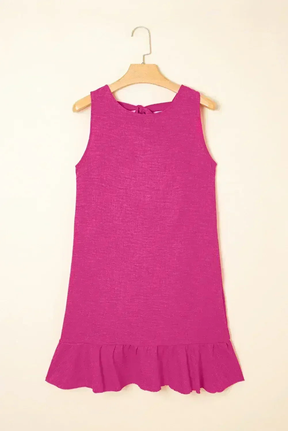 Ashleigh Blue Sleeveless Knot Backless Ruffle Hem Mini Dress - Femstylo