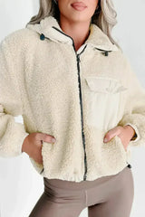 Jet Stream Zip-up Pocketed Hooded Sherpa Jacket - Femstylo