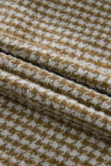 Khaki Houndstooth Patchwork Shacket | Fit Textured Jacket - Femstylo