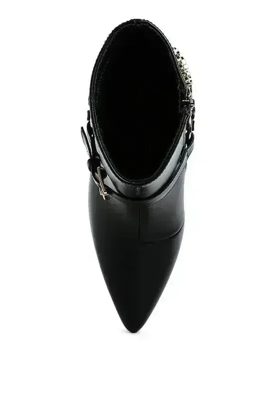 Buckle Harness Stiletto Boots - 3" Heel | Femstylo - Femstylo