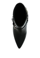 Buckle Harness Stiletto Boots - 3" Heel | Femstylo - Femstylo