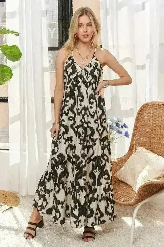 ADORA Crisscross Maxi Dress – Two-Tone V-Neck Evening Gown - Femstylo