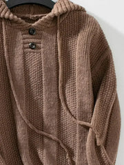 Drawstring Long Sleeve Hooded Sweater - Femstylo