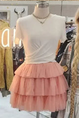 SOLID MESH TIERED SKIRTS - Femstylo