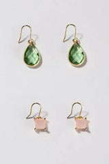 Glass Stone Earring Set - Nickel-Free Danglers | Femstylo - Femstylo